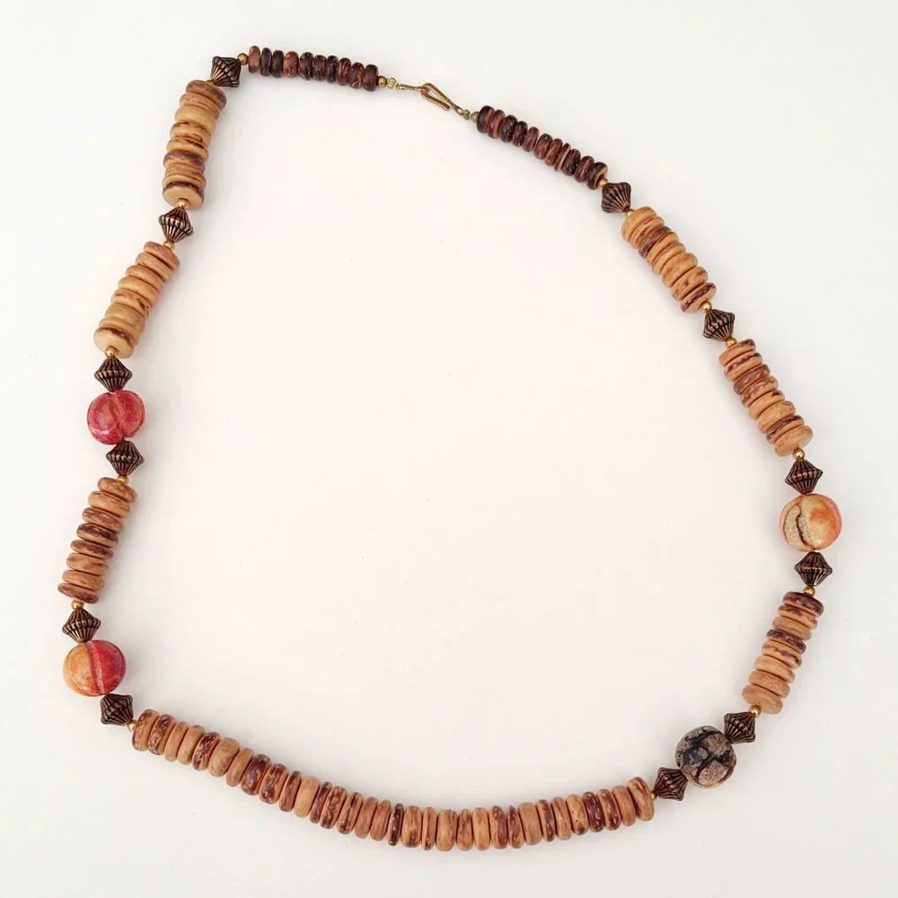 Vintage wood and bead necklace